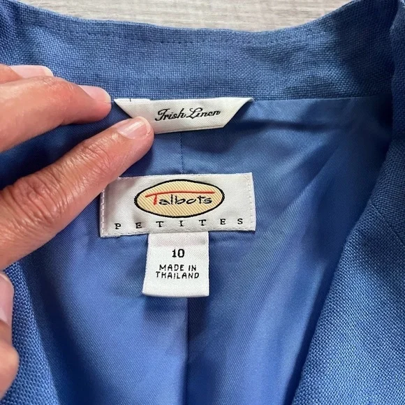 Talbots Periwinkle Blue 100% Linen Blazer Size 10 Petite - Picture 9 of 12